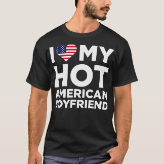 Camiseta Eu Amo A Minha Relação Quente-Americana Namorado C
