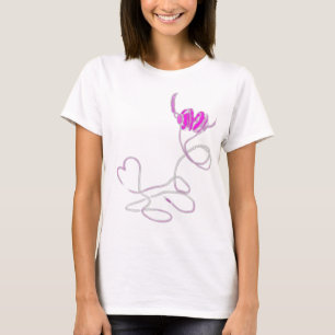Camiseta Eu amo a música no Tshirt cor-de-rosa (T16)