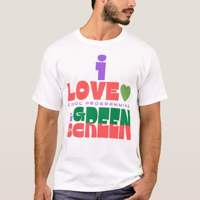 Camiseta Eu amo a programação Cobol em tela verde (Frente)