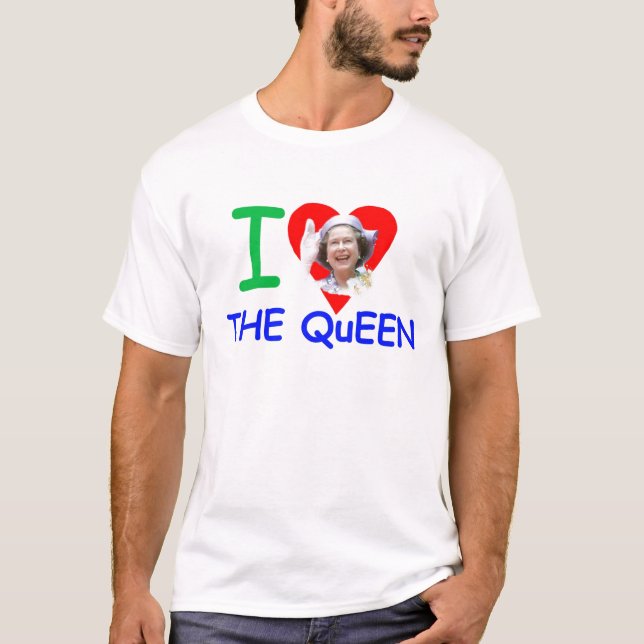 Camiseta Eu amo a Rainha - Rainha Elizabeth II (Frente)