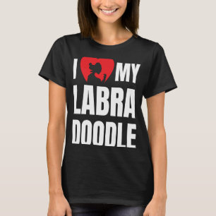 Camiseta Eu Amo a Silhueta do Meu Cachorro Labradoodle no C