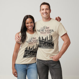 Camiseta Eu Amo a Silhueta Noturna de Nova York 