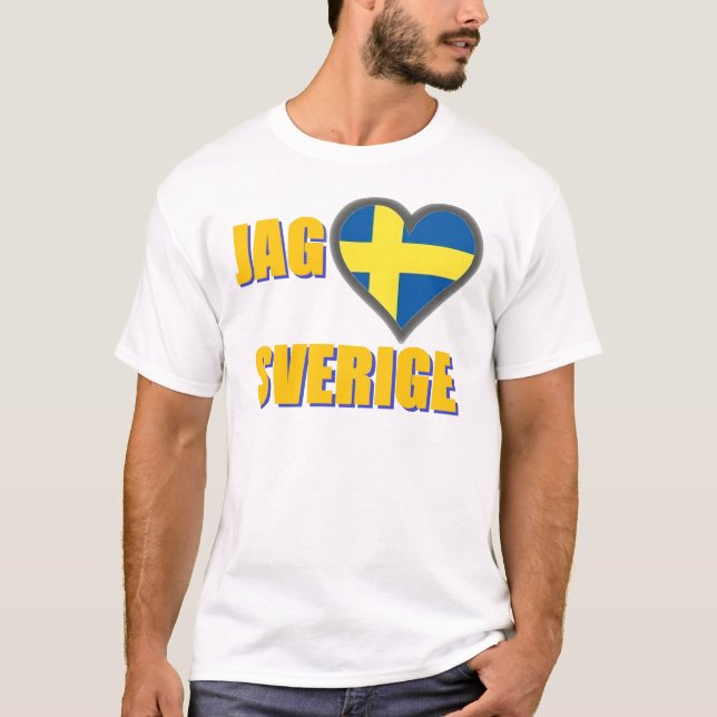 Camiseta Eu amo a suecia (entalhe Älskar Sverige) (Frente)