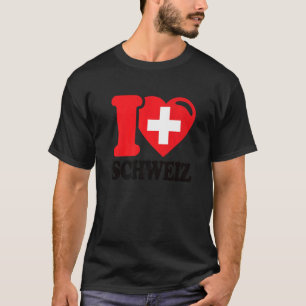 Camiseta Eu Amo a Suíça Pátria Bandeira Suíça Suíça