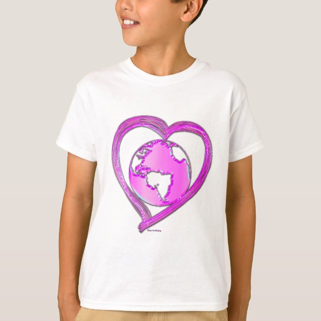 Camiseta EU AMO A TERRA (Rosa) (Frente)