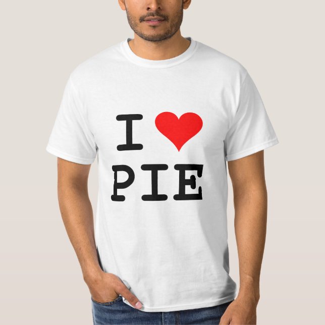 Camiseta Eu amo a torta (a rotulação preta) (Frente)