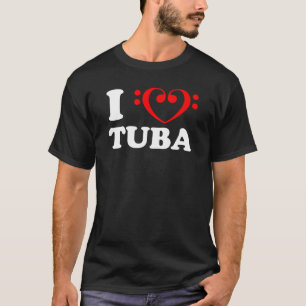 Camiseta Eu amo a tuba do coração do Clef baixo