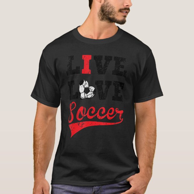 Camiseta Eu Amo A Vintagem Vermelha Do Futebol (Frente)