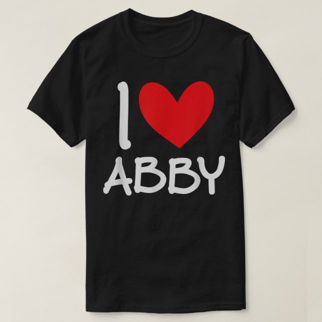 Camiseta Eu Amo Abby Name Personalizado Mulher BFF Frien (Frente do Design)