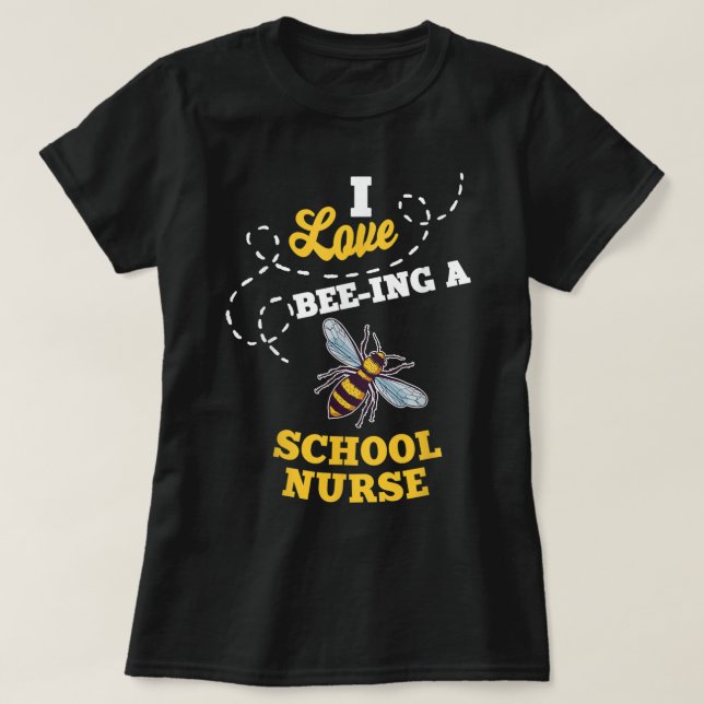 Camiseta Eu Amo Abelhas Numa Enfermeira Da Escola Mel Traba (Frente do Design)
