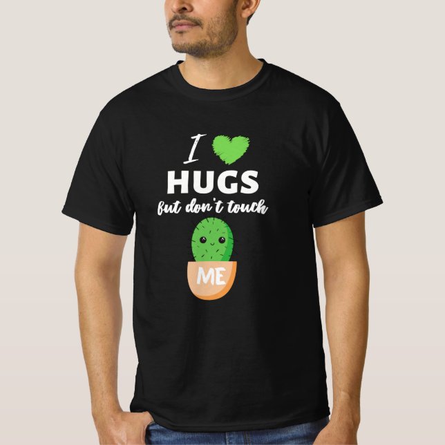 Camiseta Eu amo abraços mas não me toque Cactus (Frente)