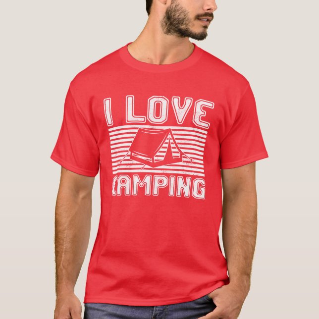 Camiseta Eu amo acampamento vintage (Frente)
