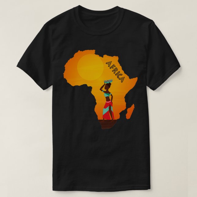 Camiseta Eu amo África, mulheres africanas mapeiam orgulho  (Frente do Design)