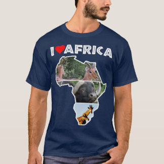 Camiseta Eu Amo África Wildlife Map Collage T-Shirt