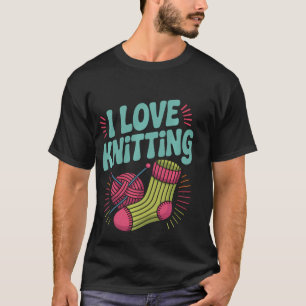 Camiseta Eu Amo Agulhas de Lã para Meias
