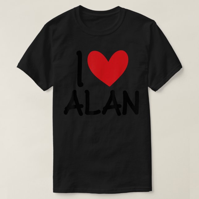 Camiseta Eu Amo Alan Name Personalizado Men Cara BFF Amigo  (Frente do Design)