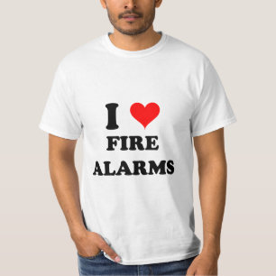 Camiseta Eu amo alarmes de incêndio