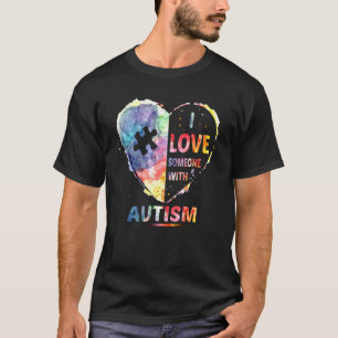 Camiseta Eu Amo Alguém Com Autismo Aquarela Coração Conscie