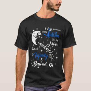 Camiseta Eu Amo Alguém com Autismo Até a Lua e de Volta