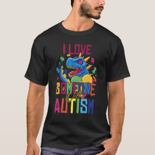 Camiseta Eu Amo Alguém com Autismo Conscientização Autista