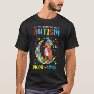 Camiseta Eu Amo Alguém Com Autismo Pitbull Até a Lua An