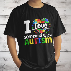 Camiseta Eu Amo Alguém com Autismo, Presente de Conscientiz
