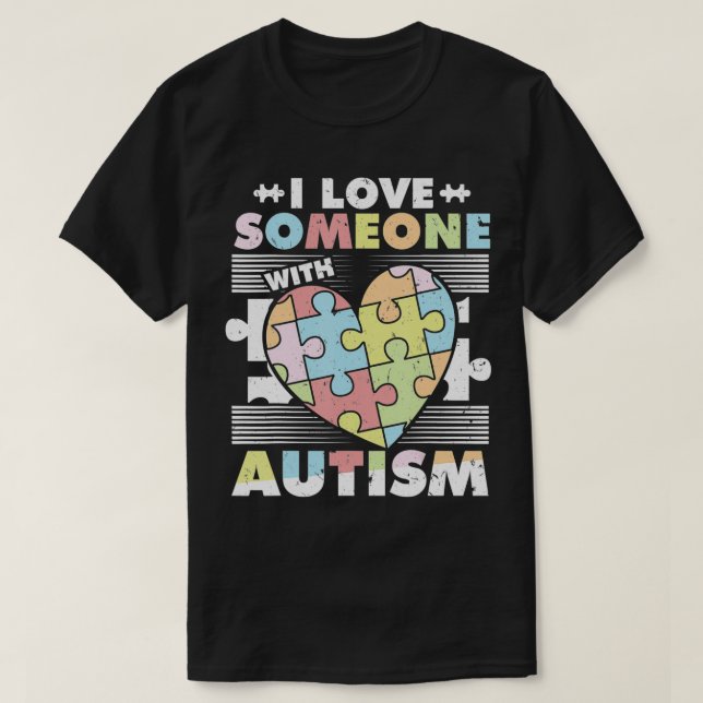 Camiseta Eu Amo Alguém Com Autismo Quebra-cabeça Piece (Frente do Design)
