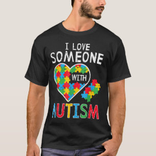 Camiseta Eu Amo Alguém Com Autismo Sensibilização Cardíaca 