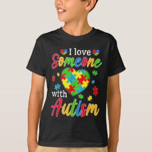 Camiseta Eu Amo Alguém Com Autismo Sensibilização Cardíaca
