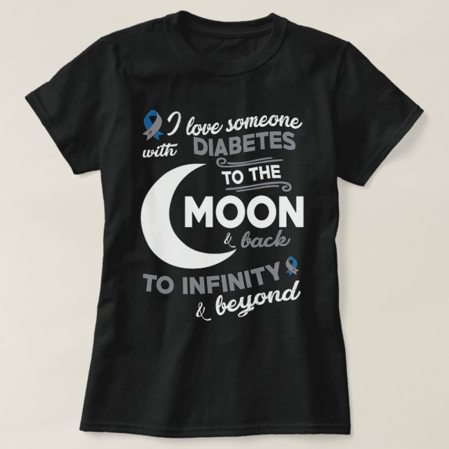 Camiseta Eu Amo Alguém Com Diabetes À Lua (Frente do Design)
