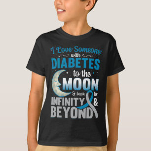 Camiseta Eu Amo Alguém Com Diabetes À Lua E De Volta