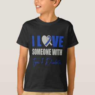 Camiseta Eu Amo Alguém Com Diabetes Tipo 1 Azul