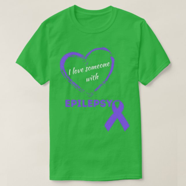 Camiseta Eu Amo Alguém Com Epilepsia Roxo De Consciência (Frente do Design)