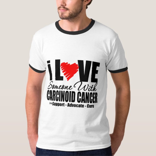 Camiseta EU AMO alguém com os presentes CARCINOID do CANCER (Frente)