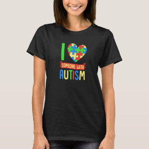 Camiseta Eu Amo Alguém Com Puzzle de Conscientização sobre
