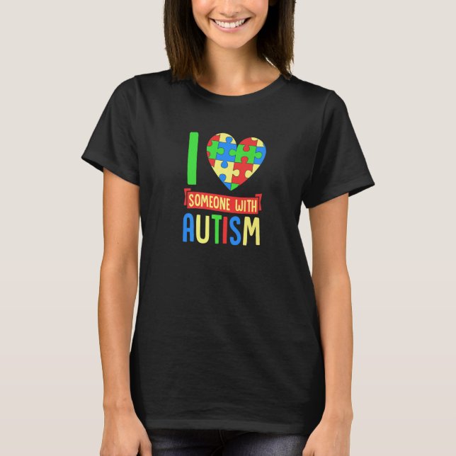 Camiseta Eu Amo Alguém Com Puzzle de Conscientização sobre  (Frente)