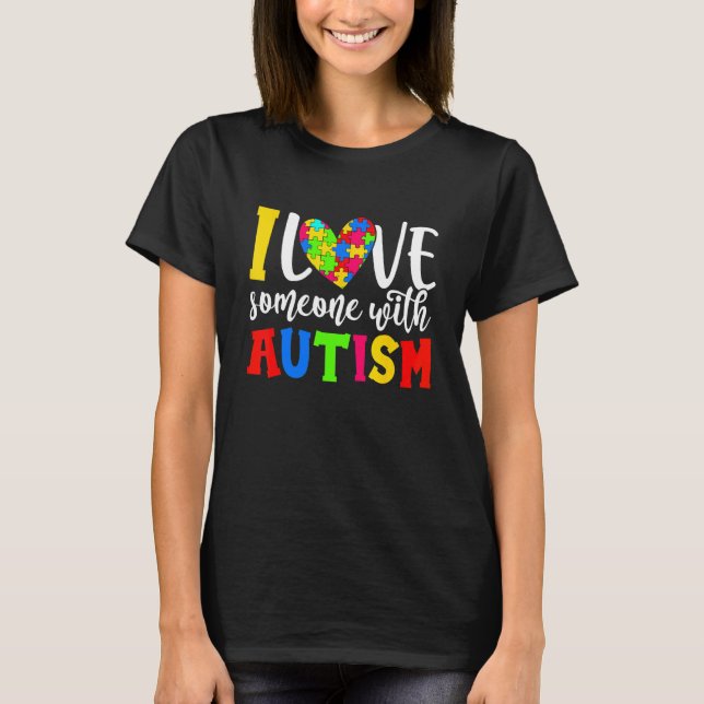 Camiseta Eu Amo Alguém Com Quebra-Cabeça do Dia de Conscien (Frente)