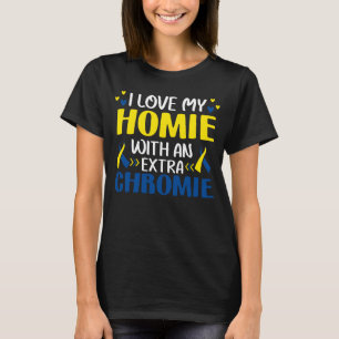Camiseta Eu amo alguém com síndrome de baixo até a lua d