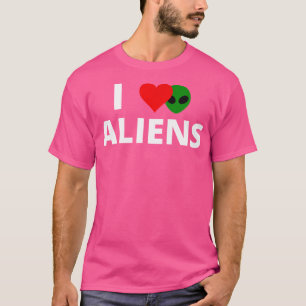 Camiseta Eu Amo Alienígenas Com Um Coração Vermelho E Um Al