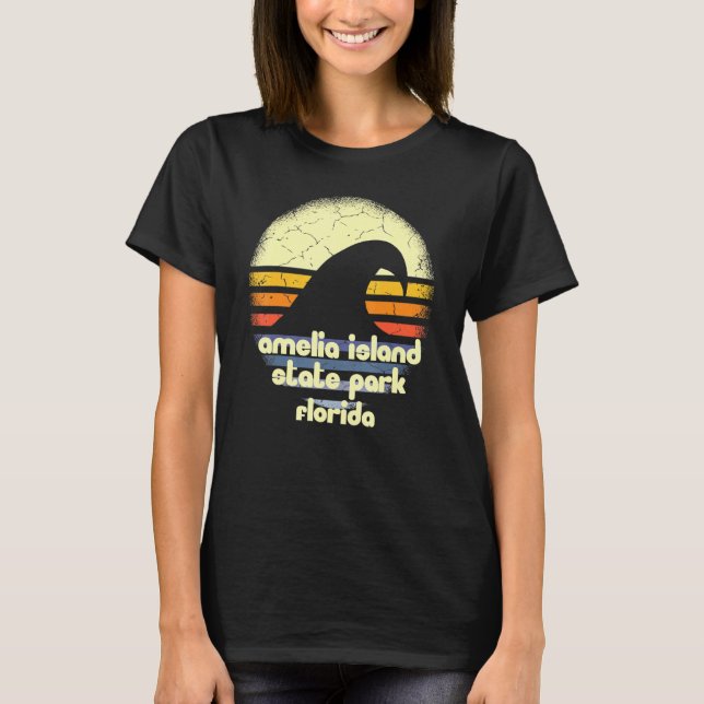 Camiseta Eu Amo Amelia Island State Park Florida Ocean Wave (Frente)