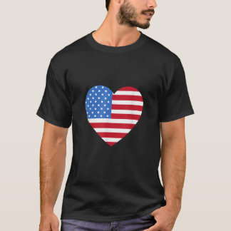Camiseta Eu amo América Love Flag coração 4 de julho