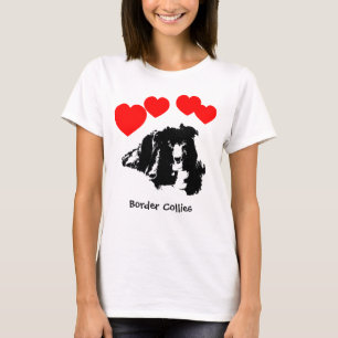Camiseta Eu Amo (Amo) Cães Border Collies
