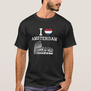 Camiseta Eu Amo Amsterdã Coliseu Prank Piada Farsa Brincade