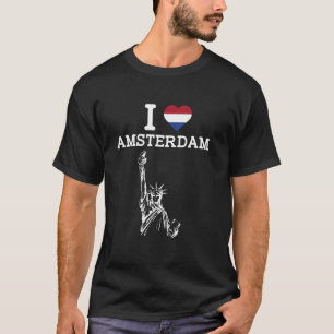 Camiseta Eu Amo Amsterdã Estátua Engraçada da Liberdade Peg