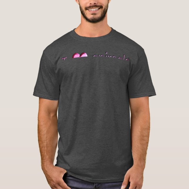 Camiseta eu amo animais fonte rosa amigos (Frente)