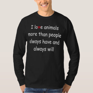 Camiseta Eu Amo Animais Mais Do Que Pessoas Eu Coração Cach