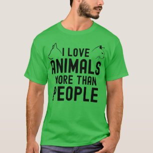 Camiseta Eu Amo Animais Mais Que Pessoas Cabeças de Cachorr