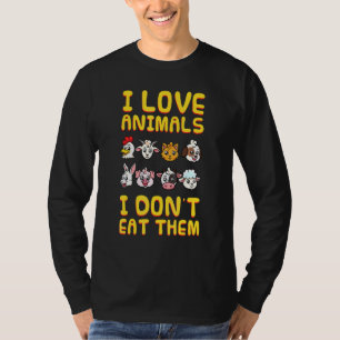 Camiseta Eu Amo Animais Que Eu Não Como Vegan Vegetarian Pl