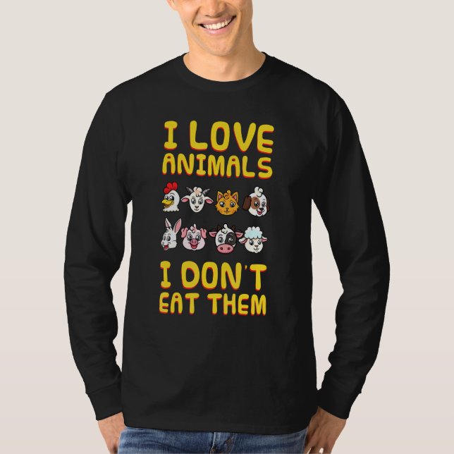 Camiseta Eu Amo Animais Que Eu Não Como Vegan Vegetarian Pl (Frente)