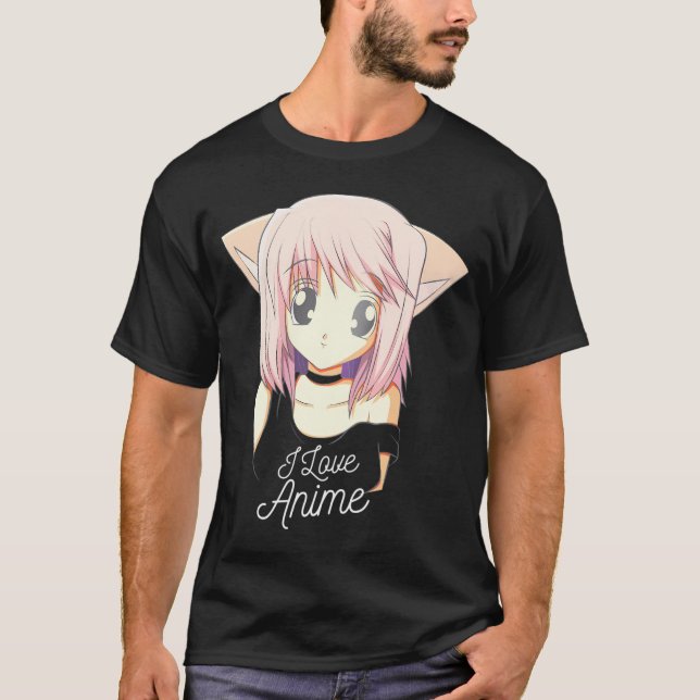 Camiseta Eu Amo Anime Anime Bonita Garota Japonesa Swea (Frente)